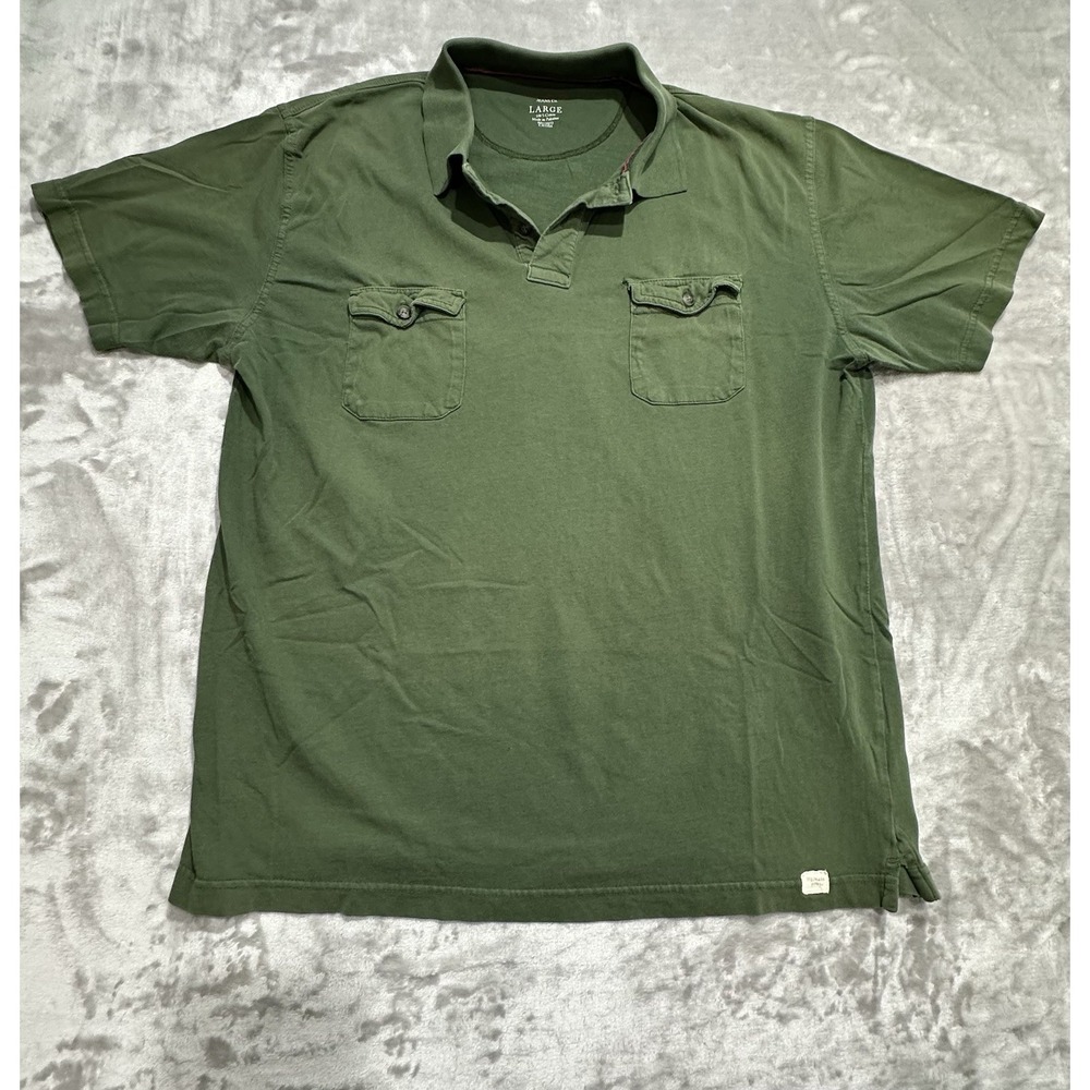 Wrangler Mens Polo Shirt Size Large Green Short Sleeve Casual Front Pockets EUC